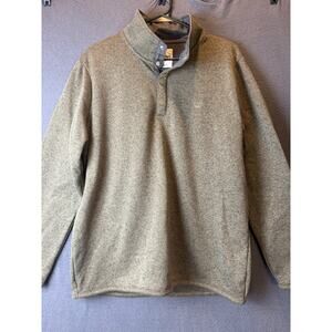 Wrangler Authentics Sweater Mens Med Heather Green Quarter Zip Fleece Pullover